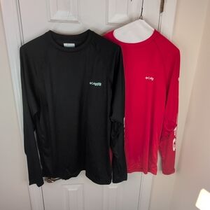 Columbia Men's Black and Red Long Sleeve Protection Shirt Small
